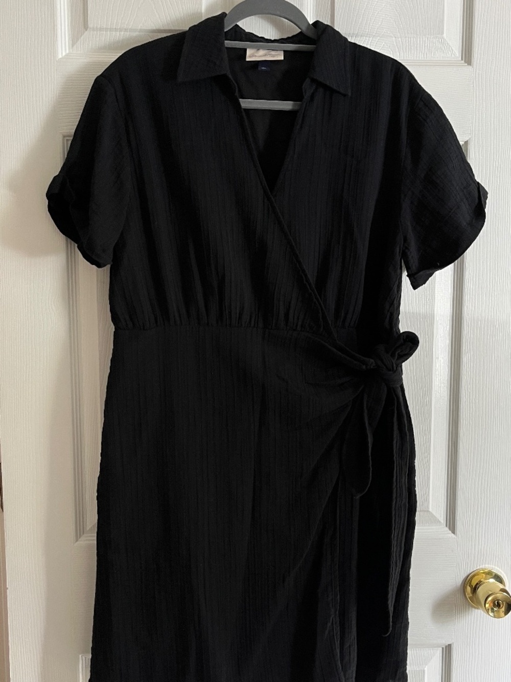 Universal Thread Short Sleeve Wrap Tie Mini Shirtdress Large